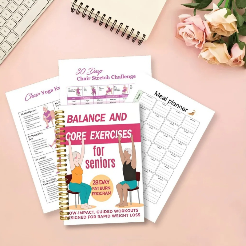 Yoga Fitness Journal - Stuhl-Yoga-Übungsheft für Senioren, 50-seitiger Leitfaden für