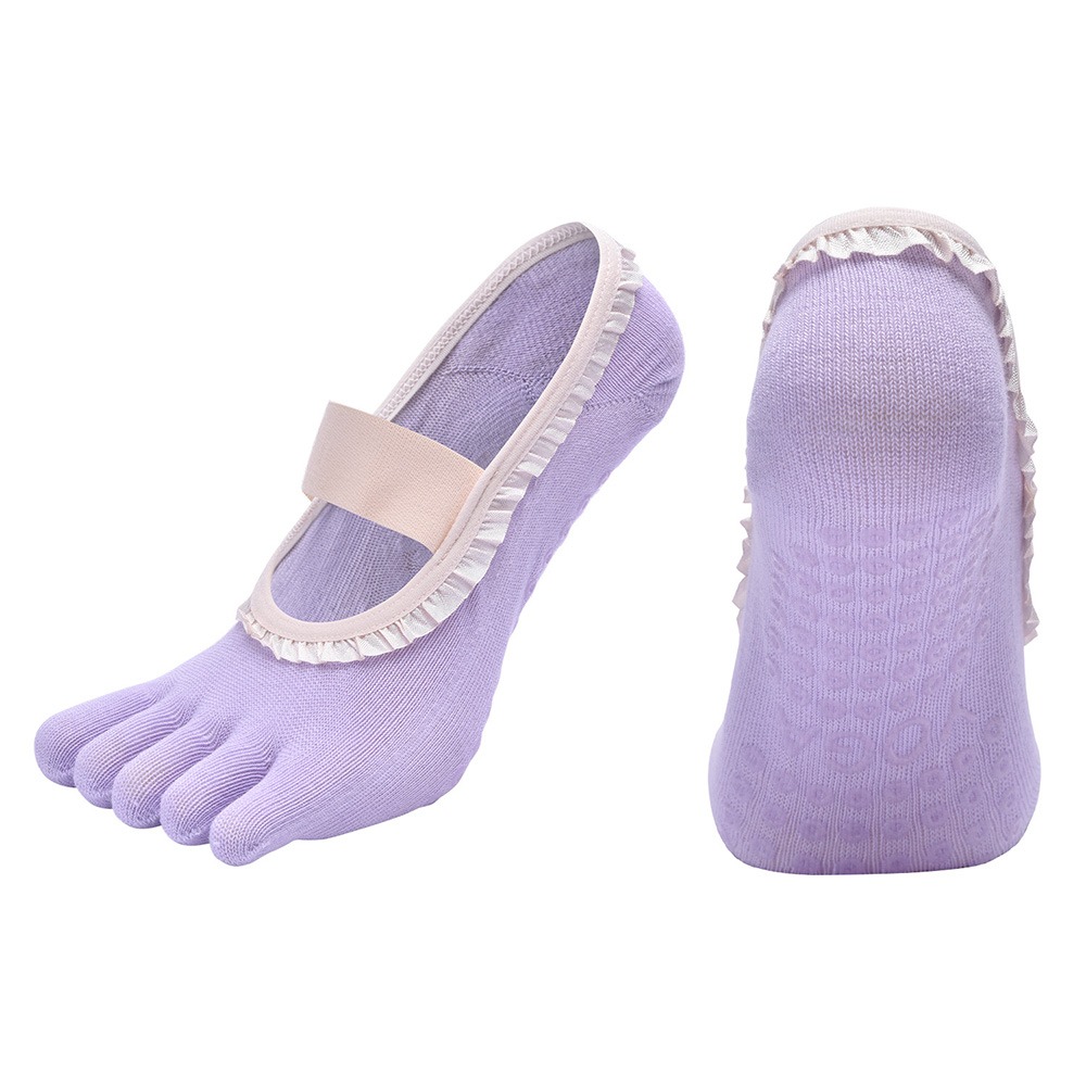 Yoga Fitness Class - Kreative rutschfeste Yoga-Socken, atmungsaktive Baumwoll-Halbfinger-Pilates-Socken mit