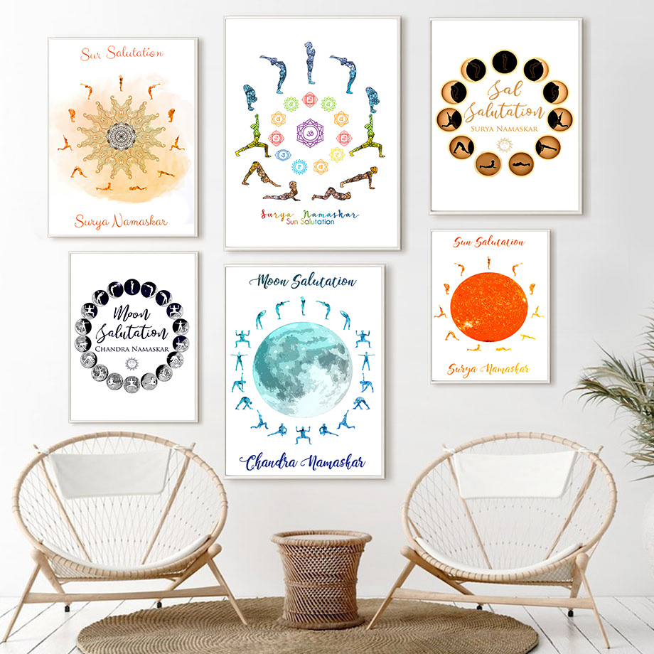 Yoga Fitness Rooms - Yoga Pose Sonne Mond Salutation Hause