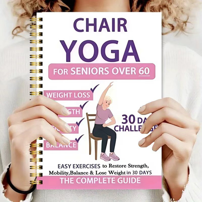 Yoga Fitness Journal - Yoga-Übungsheft für Senioren, 50-seitiger Sitz-Yoga-Leitfaden, Fitness-Planer-Tagebuch