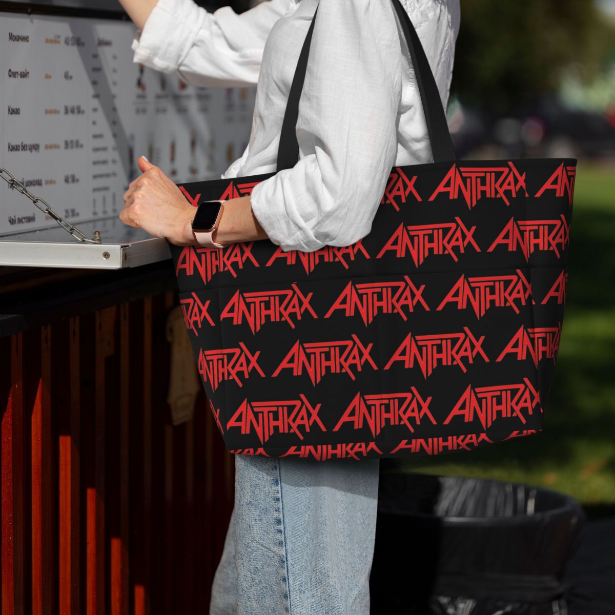 Yoga Fitness Music - Anthrax Music Band Logo Strandtasche, Sporttasche,