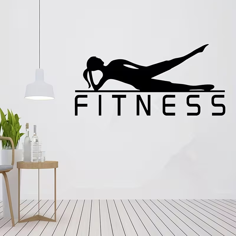 Ein Vinyl-Aufkleber mit einem  – Yoga Fitness Wallpaper Bewertung und Preis