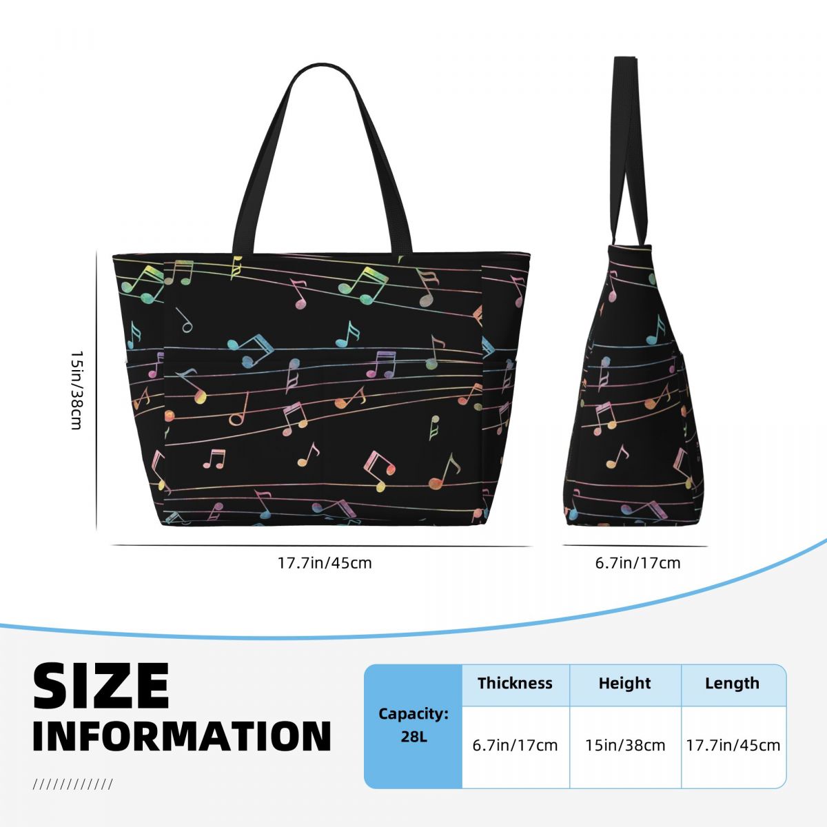 Strandtasche mit Musiknoten-Mo – Yoga Fitness Music Bewertung und Preis