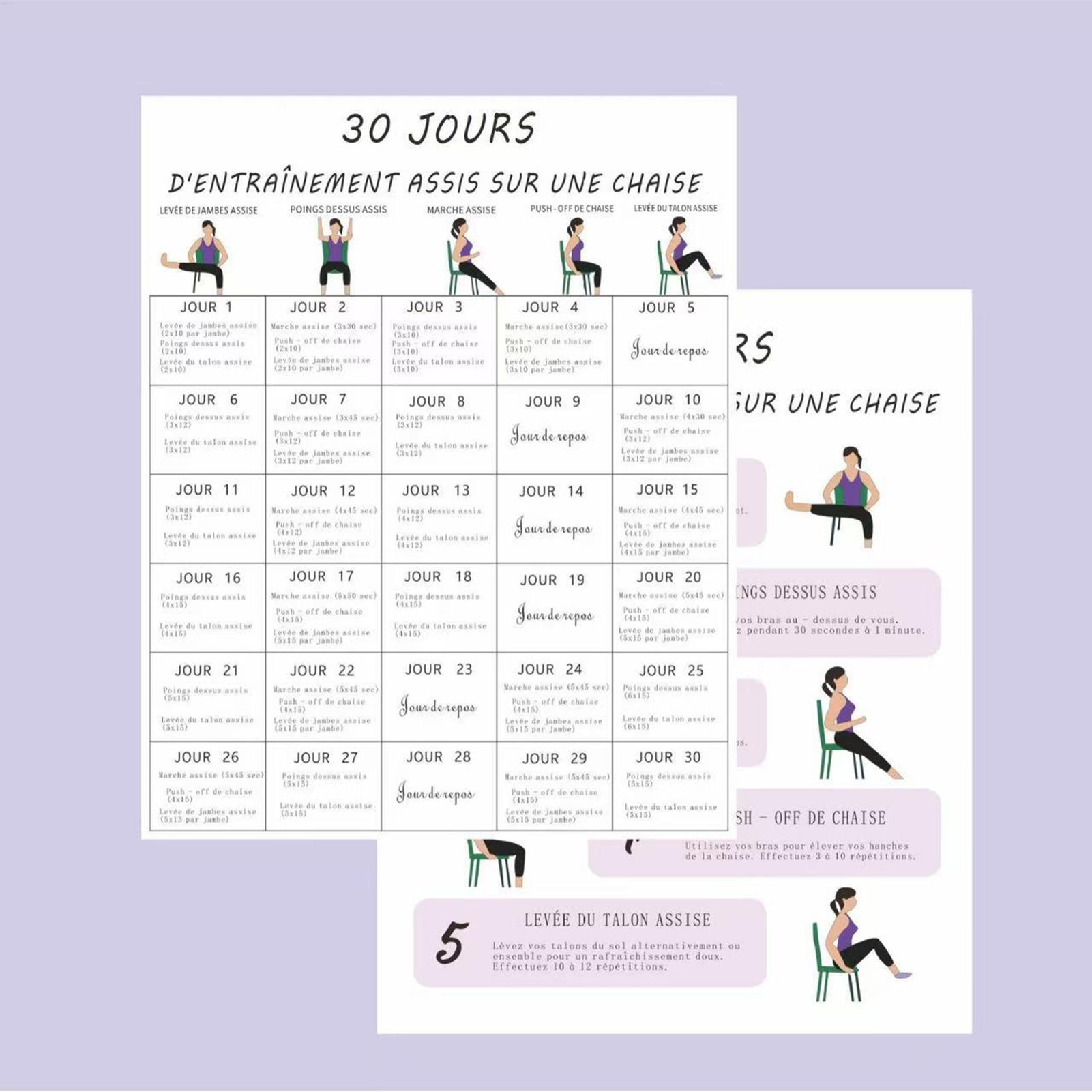 6 Stück 30-Tage-Stuhlübungspla – Yoga Fitness Wallpaper Bewertung und Preis